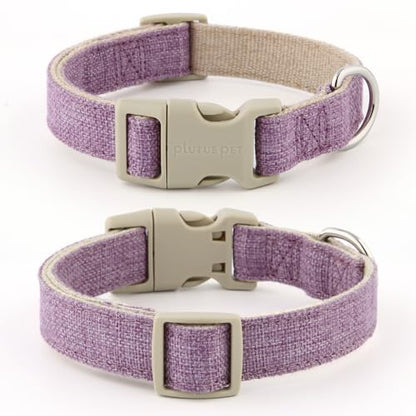 Plutus Pet Cotton Hemp Dog Collar and Leash Set, Adjustable Collar for Small, Medium, and Large Dogs, Heavy Duty and Soft on Skin, Lavender, XS - color: Lavender, size: X-Small