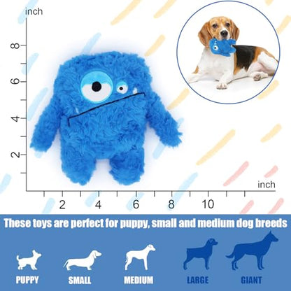 Plush Squeaky Dog Toy, Crinkle Stuffed Dog Toy Keep Them Busy Tug of War Birthday Dog Chew Toy for Small Medium Large Dogs (Blue) - color: Blue