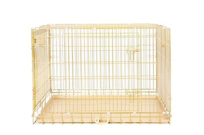 HOMEY PET 42" Gold Folding Dog Crate, Dog Cage for Large Dog Kennels with Pull Out Tray(No Floor Grid)