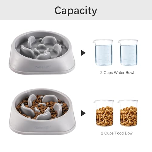 MateeyLife Slow Feeder Dog Bowls, Anti-Choking Puzzle Dog Food Bowls, Anti-Slip Interactive Feeding Slow Down Eating, Bloat Stop Maze Dishes for Medium Large Breeds Gray - color: I-Gray, size: Medium