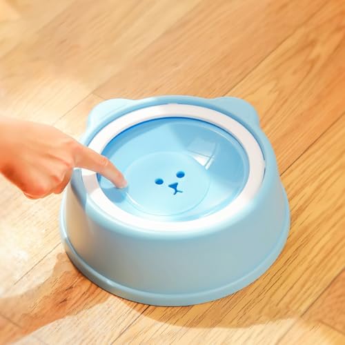 No-Spill Dog Water Bowl for Large Medium Small Dogs and Cats - Anti-Splash Pet Bowl with Floating Disk & Non-Skid Base, 34oz/1L Large Capacity (Blue) - color: blue
