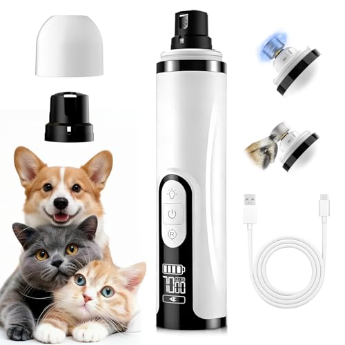 2026 New Dog Nail Grinder Quiet - Painless Pet Nail Grinder for Dogs - 3 Modes Dog Nail Trimmer with Guard & 2 LED Lights -Silent Nail Groom for Small/Medium/Large Dogs and Cats Electric Pet Claw Care