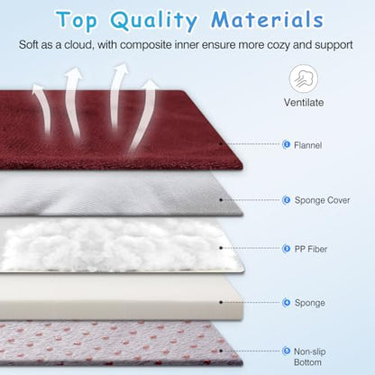 Super Soft Extra Large Dog Bed, 47 Inches Jumbo Orthopedic Foam Pet Beds with Anti Slip Bottom, Dog Sleeping Mattress with Removable and Washable Cover, Burgundy XL,47'' X 39'' X 3.7'' - color: Burgundy, size: 47.0"L x 39.0"W x 5.0"Th