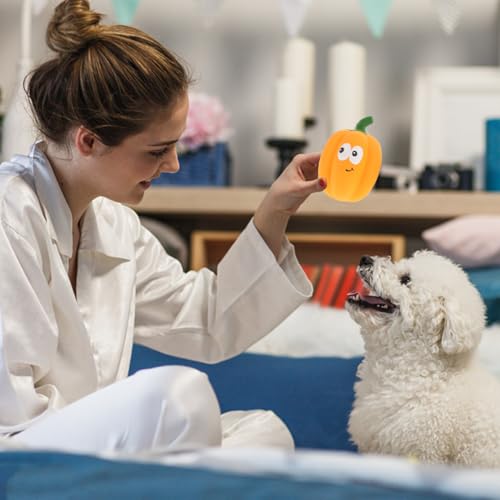 Balacoo 2 Pcs Squeaky Latex Pumpkin Dog Toys, Chew-Redirecting for Destructive Chewing, Teeth-Grinding Texture for Dental Health – for Small & Medium Dogs, Halloween & Fall Play