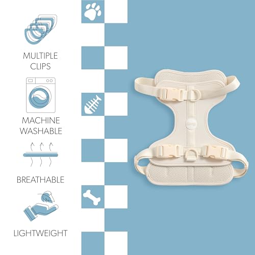 HNS1003L Arlo Large Adjustable Soft Padded No Pull Pet Harness with 3 Buckles and 3 Leash Clips, Bailey - color: Almond, size: Large (Chest: 24 - 37")