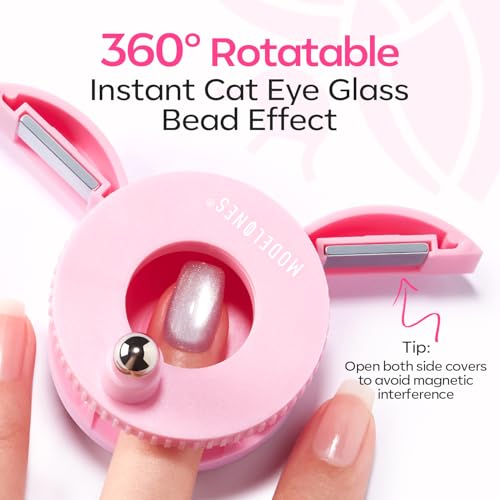 modelones 5D Automatic Nail Magnet for Cateye Gel Polish, Upgraded 3-in-1 Strong 360° Rotating Glass Bead Magnetic Side-Light Nail Magnet for Beginner-Friendly DIY Nail Designs (Magnet Only) - color: A-1 Angel Wing Cat Eye Magnet