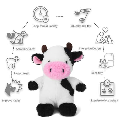 Blnboimrun Dog Toys Puppy Toys Interactive Dog Toys for Small Medium Large Dogs, Squeaky Dog Chew Toys to Keep Them Busy, Plush Dog Toy with Crinkle Paper Stuffed (Cow) - color: White Cow
