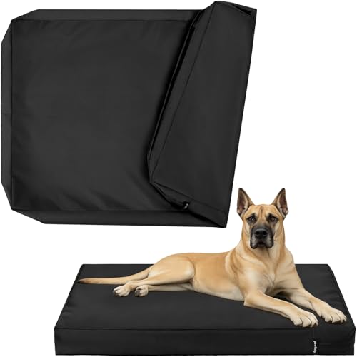 Waterproof Dog Bed Cover Replacement Washable, Extra Large, XXl, Easy to Clean, Pet Hair Resistant, Heavy Duty Oxford, Zipper Closure, Indoor/Outdoor, Fits 54 Inch Dog Crate - 53x36x4, Black - color: Black, size: 53"L x 36"W x 4"Th