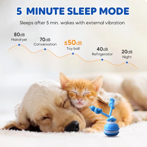 LECDOA Interactive Dog Toys, Smart Touch-Activated Automatic Rolling Ball, USB Rechargeable Bouncing Dog Ball, Suitable for Cats and Small to Medium-Sized Puppies (Blue 2pcs) - color: Blue 2pcs