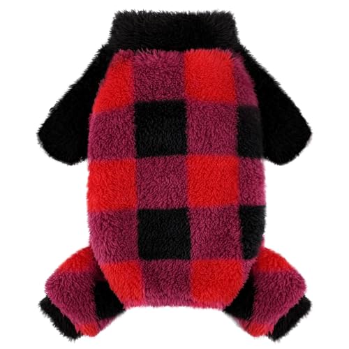 Dog Pajamas Pjs Fleece Dog Sweater Cute Puppy Clothes for Small Dogs Chihuahua Yorkie Clothes Girl Boy Warm Pullover Doggie Outfit Cat Sweater, Red Plaid, XXS - color: Red Plaid, size: XX-Small (Chest 11in )