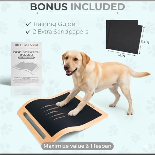Dog Scratch Board for Nails – Dog Nail Scratch Pad with 2 Extra Sandpapers & Training Guide – Safe Dog Nail File Board for Natural Trimming – Dog Nail Board for All Sizes (Large 16.2in * 16.2in) - size: Large (16.2in * 16.2in)