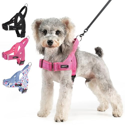 KOOLTAIL No Pull Harness Small Size Dog with Handle, Easy Walk Puppy Vest Harness Neck & Chest Soft Paded Adjustable, Reflective & Lightweight Escape Proof Breathable Mesh Pet Running Harness, Pink S - color: Pink, size: Small