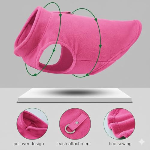 JACKO & CO - Fleece Vest Dog Sweater with Leash Ring - Soft, Warm & Lightweight Pullover Coat for Small & Medium Dogs, Puppies & Cats - Cozy Fall/Winter/Spring Pet Jacket (Pink, XS (2-4lbs)) - color: Pink, size: XS (2-4lbs)