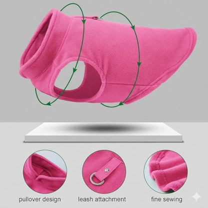 JACKO & CO - Fleece Vest Dog Sweater with Leash Ring - Soft, Warm & Lightweight Pullover Coat for Small & Medium Dogs, Puppies & Cats - Cozy Fall/Winter/Spring Pet Jacket (Pink, XS (2-4lbs)) - color: Pink, size: XS (2-4lbs)
