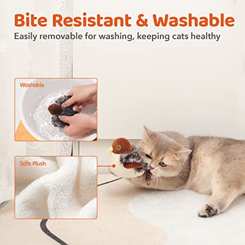 Potaroma Cat Toys Rechargeable Flapping Bird Sparrow, Lifelike Chirp Tweet, Touch Activated Kitten Toy Interactive Cat Exercise Toys for All Breeds Cat Kicker Catnip Toys 4.0 Inches - size: 4.0 inches, style: Sparrow