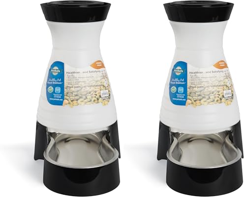 PetSafe Healthy Pet Food Station-Medium, 4 lb Kibble Capacity-Gravity Pet Feeder Dry Food Dispenser, Automatic Cat Feeder, Small to Medium-Removable Stainless Steel Bowl (Pack of 2) - size: Medium (Pack of 2)