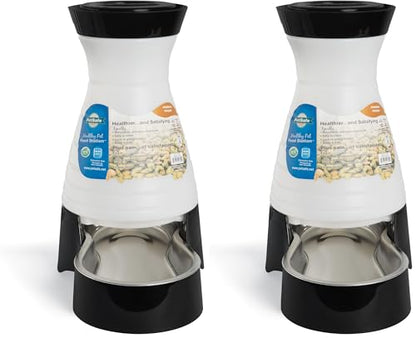 PetSafe Healthy Pet Food Station-Medium, 4 lb Kibble Capacity-Gravity Pet Feeder Dry Food Dispenser, Automatic Cat Feeder, Small to Medium-Removable Stainless Steel Bowl (Pack of 2) - size: Medium (Pack of 2)