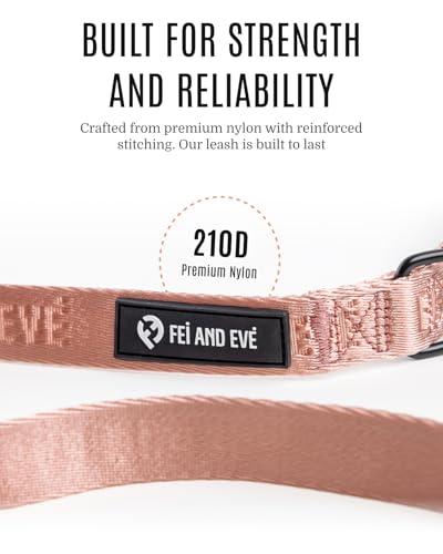 Classic Dog Leash - 4FT, Dual Padded Handles, 360° Swivel Hook, Heavy Duty 210D Nylon - No-Pull Design with Traffic Control Handle - for Small/Medium/Large Dogs, Pink - color: Pink, size: 4FT