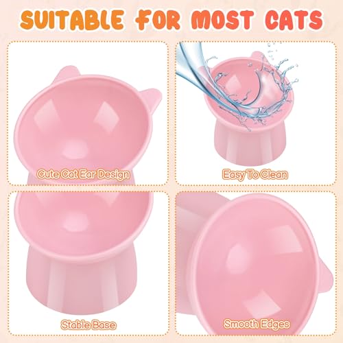 3 Pcs Elevated Cat Bowls 15° Raised Cat Bowl with Silicone Mat Whisker Friendly Anti Vomiting Cats Elevated Food and Water Bowls for Indoor Cats Kittens - color: Pink, Blue, Green