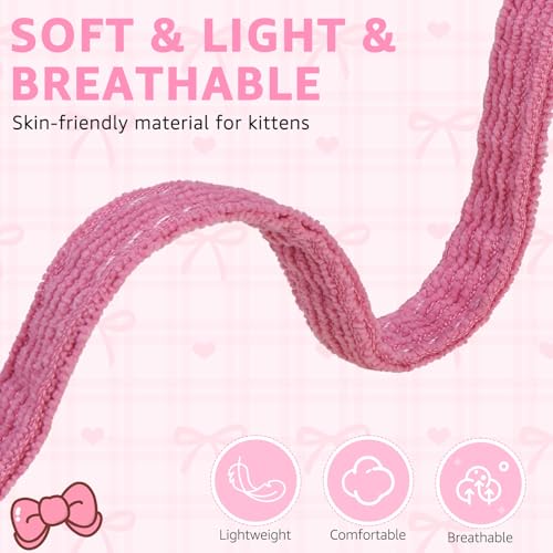 SCENEREAL Cat Collar with Bell & Stylish Bowtie, Pink Breakaway Cat Collars Accessories for Boy Girl Small Cats, Holiday Kitten Costumes for Female Male Pets - color: Stylish Bow (Pink)