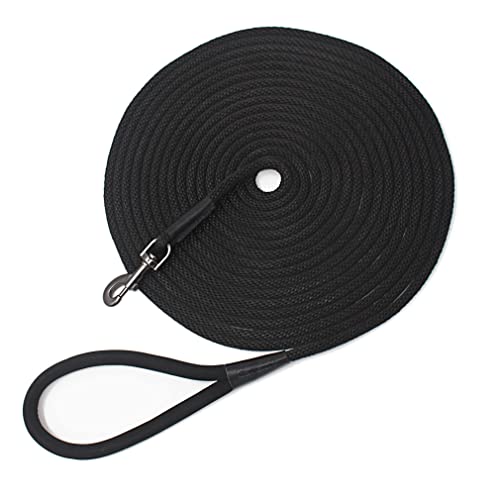 Dog Leash Long Lead Obedience Recall Training Agility Puppy Check Cord Lead 15ft 30ft 50ft 100ft Long Leash Great for Training Play Camping Backyard - color: Black