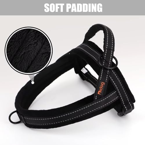 Didog Soft Flannel Padded Dog Vest Harness, No Pull/Quick Fit Reflective Dog Strap Harness, Easy for Training Walking (S:Chest 18-22", Black) - color: Black, size: S:chest 18-22"