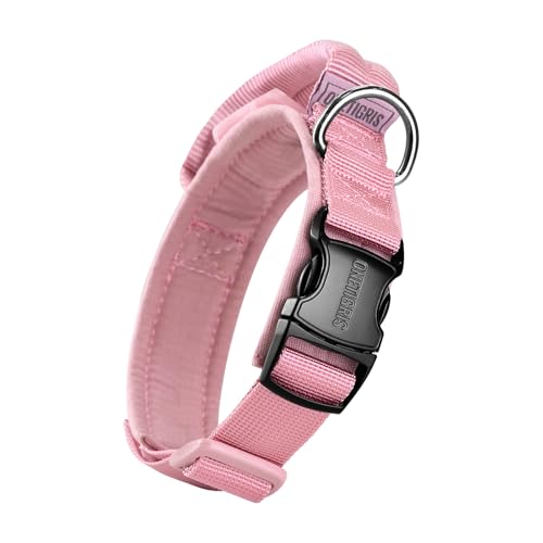 OneTigris Tough Dog Collars, Tactical Dog Collar with Handle, Milltary Adjustable Dog Collar with Heavy Duty Metal Buckle for Training (Pink, S) - color: Pink, size: S