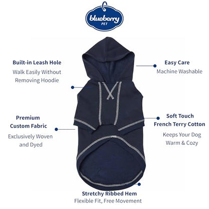 Blueberry Pet Essentials Soft & Comfy Better Basic Cotton Blend Dog Hoodie Sweatshirt in Midnight Blue, Back Length 16", Pack of 1 Jacket for Dogs - color: Dog Hoodie - Midnight Blue, size: 16 inch (Pack of 1)
