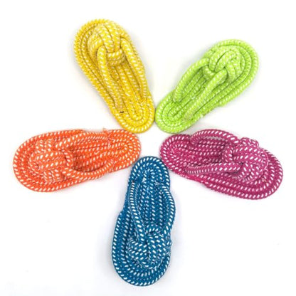 Dog Rope Toys 3 Pack, Flip Flop Shaped Cotton Rope Chew Toys for Small Medium Dogs, Interactive Tug Puppy Toys for Teeth Cleaning, Blue Orange Yellow - size: 3 slippers