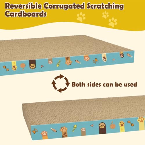 Cardboard Cat Scratcher 3 Pack Refill Reversible Cat Scratching Pad Durable Cat Scratchers for Indoor Cats Kitten to Protect The Furniture (Cat Paws) - color: Cat Paws