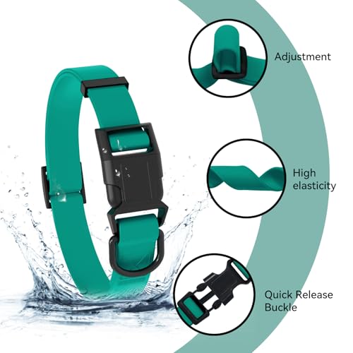 Waterproof Dog Collar, Easy to Clean Rubber Dog Collars with Quick Release Buckle Fits Small Medium or Large Dogs (Emerald Green, M < 11.8-18.5 inch) - color: Emerald Green, size: M (11.8-18.5 inch)