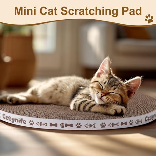 10 Inch Round Cat Scratcher Pad Refill - 3/5 Inch Thick Compressed Cardboard, Universal Fit for Round Scratching Posts & Standalone Use, Protect Furniture for Indoor Cats (1 PCS) - size: 1 PCS