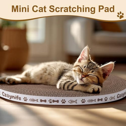 10 Inch Round Cat Scratcher Pad Refill - 3/5 Inch Thick Compressed Cardboard, Universal Fit for Round Scratching Posts & Standalone Use, Protect Furniture for Indoor Cats (2 PCS) - size: 2 PCS