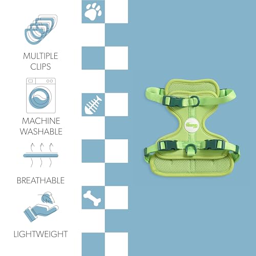 HNS1001B Arlo Small Adjustable Soft Padded No Pull Pet Harness with 3 Buckles and 3 Leash Clips, Mojito - color: Light Green, size: Small (Chest: 14 - 22")