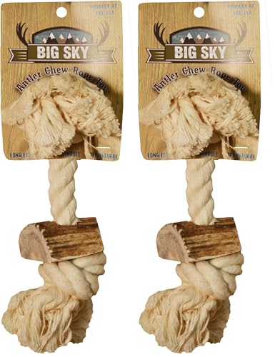 Scott Pet 5/8" X 8" 1 Piece Rope Toy with Antler, Small, White (Pack of 2) - size: Small (Pack of 2)