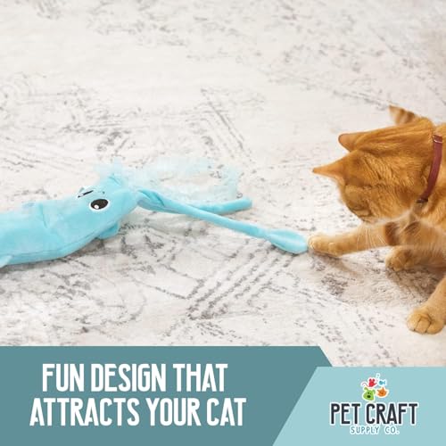 Pet Craft Supply Flipper Flopper Interactive Electric Realistic Flopping Wiggling Moving Fish Potent Catnip and Silvervine Cat Toy Sassy Squid, All Breed Sizes