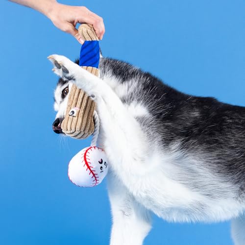 Fringe Studio Plush Dog Toy with Rope, Batter UP, Pet Shop Collection (314243) - color: Batter Up