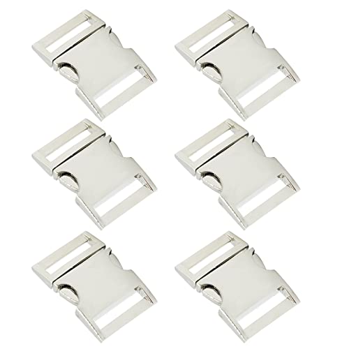 Bytiyar Buckle 6 pcs 1 inch(25mm) Quick Side Release Clips Metal Buckles for Straps Webbing Paracord Bracelet Dog Collar Backpack Belt, Silver - color: Silver, size: 1 inch