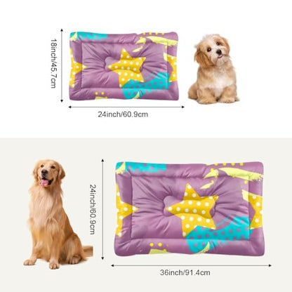 Polka-Dot Star Pastel Washable Dog Bed for Crate Bed Mats for Dogs Dog Crate Pads Washable Pillow Cages Non-Slip Medium Pillows Mat Furniture Indoor Outdoor 36X24 Inch - size: 36 × 24 inch