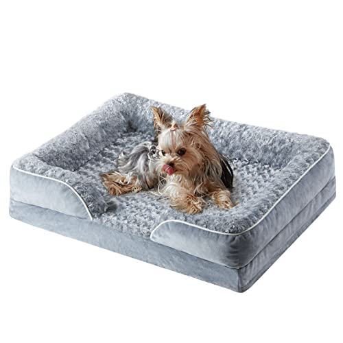 WNPETHOME Dog Beds for Large Sized Dogs, Washable Orthopedic Dog Couch Sofa Bed with Waterproof Lining & Non-Skid Bottom for Pet Sleeping - color: Grey, size: 28.0"l X 23.0"w X 6.5"th