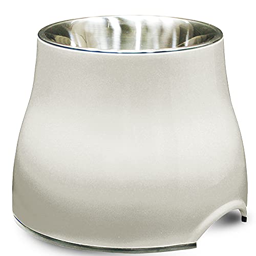 Dogit Elevated Dog Bowl, Stainless Steel Dog Food and Water Bowl for Large Dogs, White, 73753 - color: Off White, size: Large