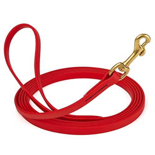 Viper K9 Biothane Working Dog Leash Waterproof Lead for Tracking Training Schutzhund Dog Sport and Search - Odor-Proof Long Line with Solid Brass Snap for Puppy Medium and Large - Water Friendly - color: Cherry Red, size: 1/2" x 10ft