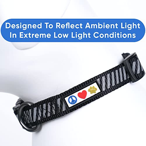 Pawtitas Reflective Dog Collar - Personalized Name & Phone Number, Adjustable for Small Dogs & Puppies - Black - color: Customized Black, size: X-Small (Pack of 1)