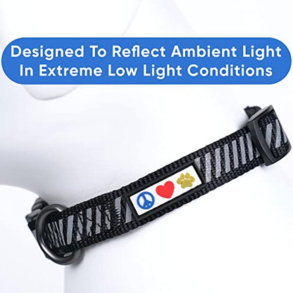 Pawtitas Reflective Dog Collar - Personalized Name & Phone Number, Adjustable for Small Dogs & Puppies - Black - color: Customized Black, size: X-Small (Pack of 1)