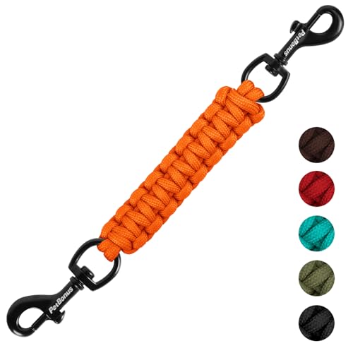 Dog Collar Safety Clip, Handmade Backup Safety Strap for Dog Harness, Prong, Pinch Collar, Double Ended Clasp Leash Connector (Orange) - color: Orange