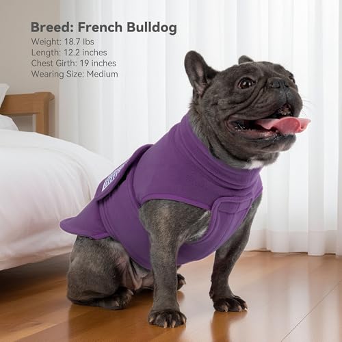 cyeollo Small Dog Sweater, Fleece Dog Sweaters Turtleneck Vest Soft Puppy Sweatshirt Stretchy Pet Fall Autumn Coat Warm Winter Clothes for Small Dogs Girl, Purple M - color: Purple, size: Medium