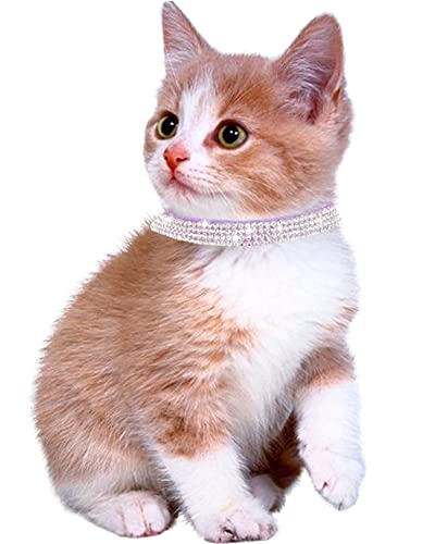 Solmoony Breakaway Cat Collars with Bell,Adjustable Safe Kitten Collar,Cat Collars for Girl Cats with Rhinestone Soft Velvet (Purple) - color: Purple