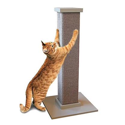 SmartCat Ultimate Scratching Post – Gray, Large 32 Inch Tower - Sisal Fiber, Simple Design - For All Cats - color: Gray