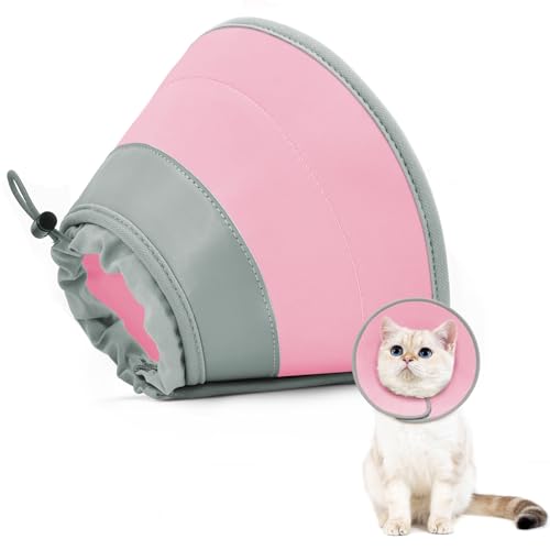 Cat Cone Collar Soft to Stop Licking, Adjustable, Foldable Lightweight Kitten Cones After Surgery Recovery for Cats & Kittens, Cat Cone Alternative, Easy Eating (Solid Pink, S) - color: Solid Pink, size: S
