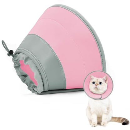 Cat Cone Collar Soft to Stop Licking, Adjustable, Foldable Lightweight Kitten Cones After Surgery Recovery for Cats & Kittens, Cat Cone Alternative, Easy Eating (Solid Pink, S) - color: Solid Pink, size: S